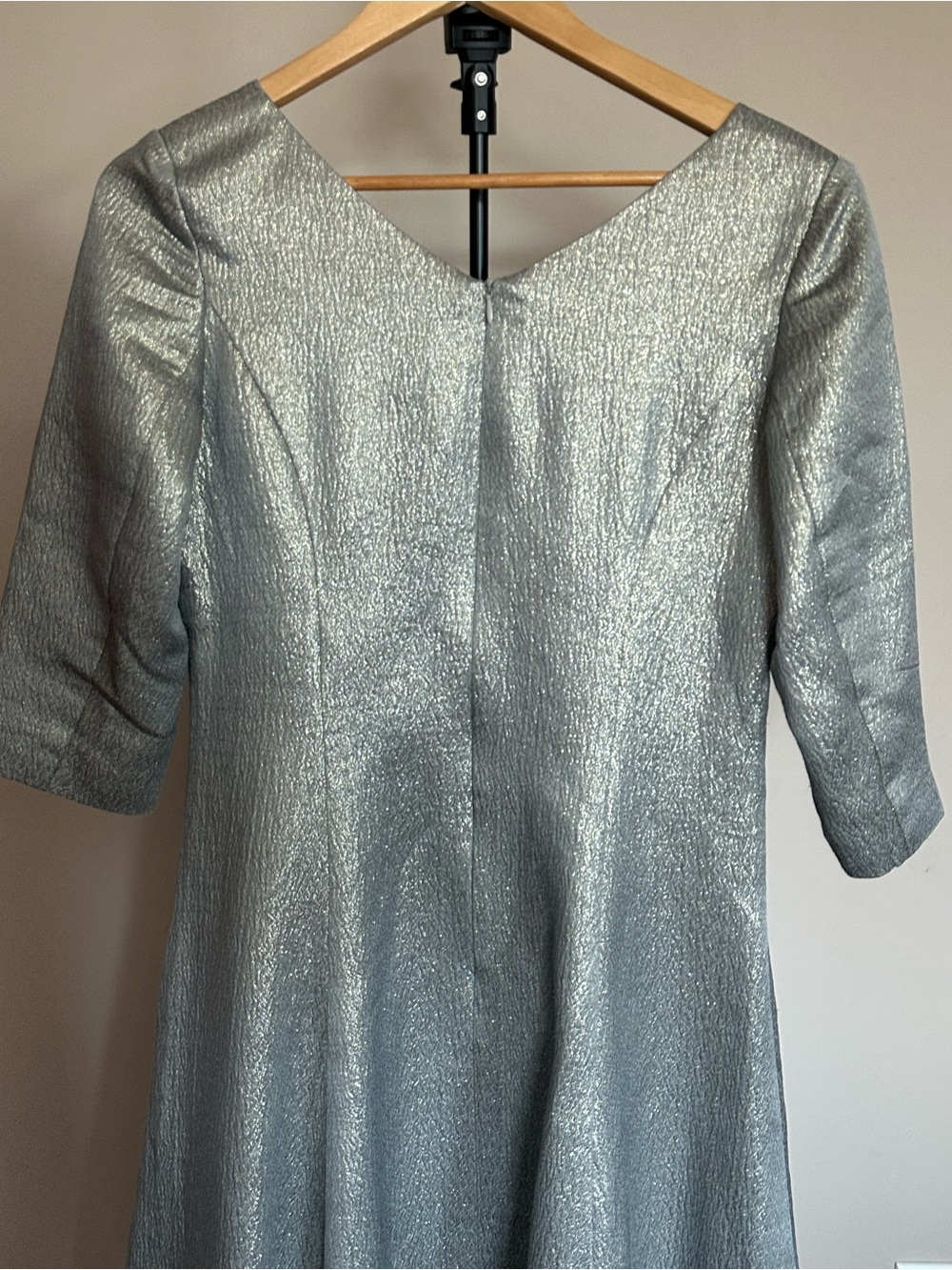 Women's Silver Long Sleeve A-Line Party Dress